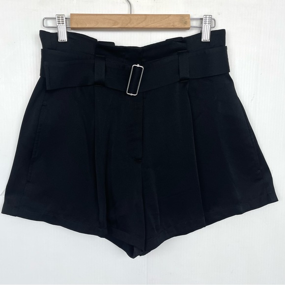 A.L.C DELIAH HIGH-WAIST DRAPEY PLEATED SATEEN SHORTS IN BLACK 2 - Picture 6 of 6